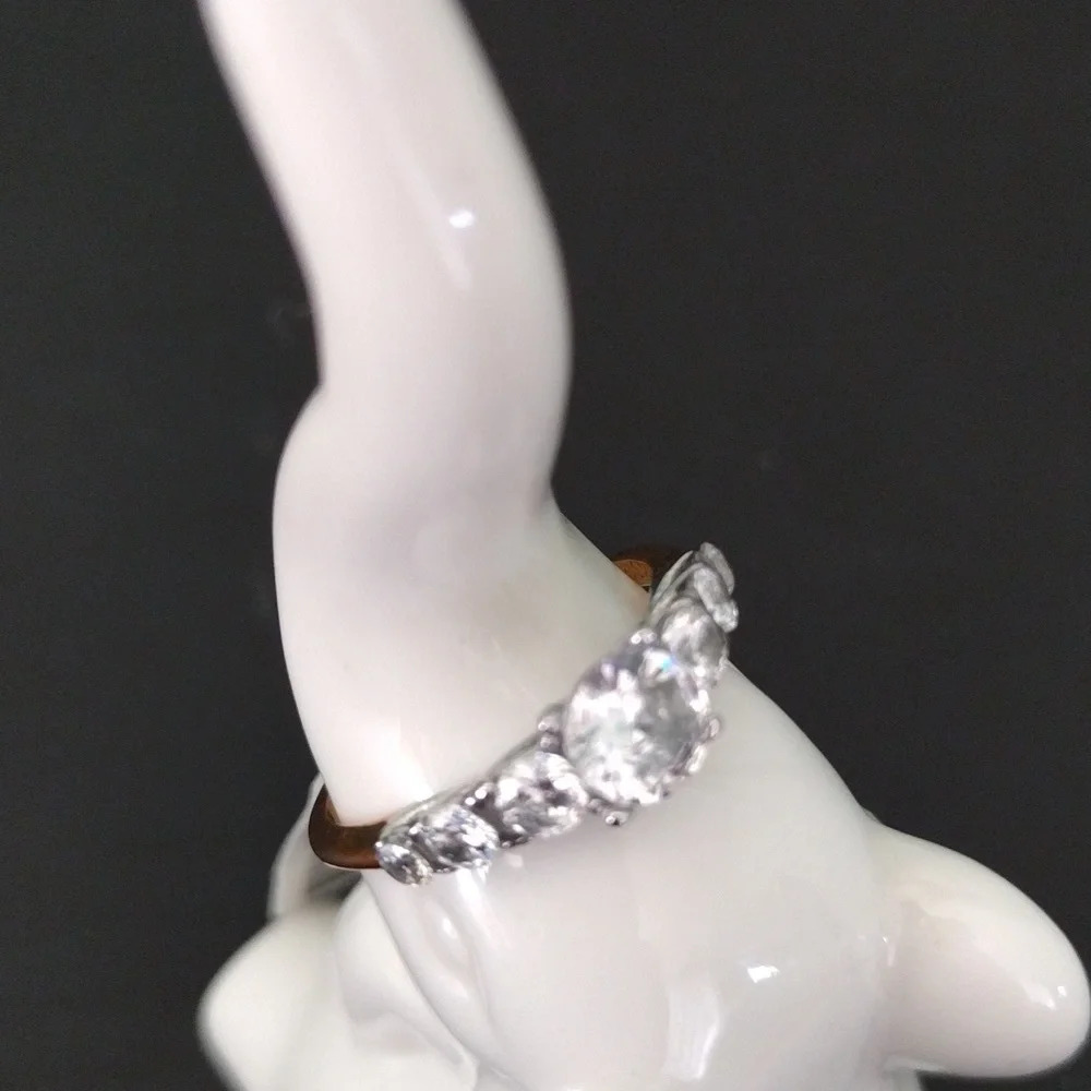 Women's Bling Stainless Steel Bridal Two Tone Cocktail Ring - Picture 8 of 16